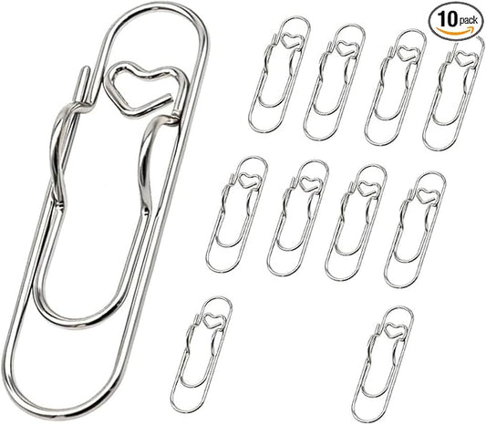 Heart Shaped Metal Pen Clip, Planner Writing Tool Holder, Thickened Carbon Steel, Not Deform/Discolor, for Notebooks Papers Journal Book Planner Jumbo Office Supplies (Silver 10 pcs)
