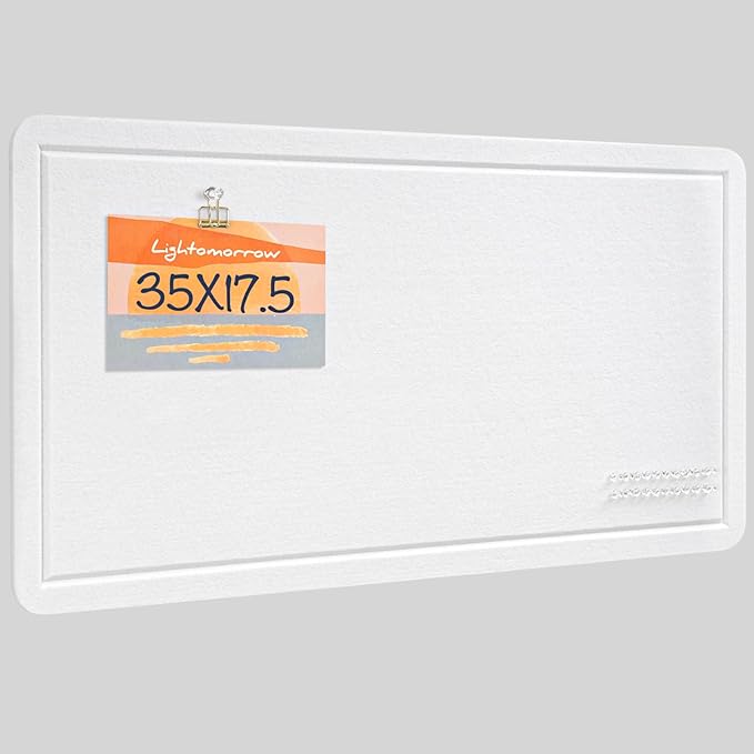 Bulletin Board, 35 x 17 1/2 inches Felt Board - Decorative Pin Board, Cork Board Alternative for Wall, Foldable Picture Board Self-Adhesive Vision Board Prayer Board with 20 Pushpins - White