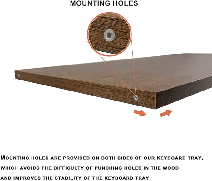 FRMSAET Furniture Accessories Office Product Suits Hardware 20/24/30 inches Keyboard Drawer Tray Wood Holder Under Desk Adjustable Height Platform. (30 inches, Brown)