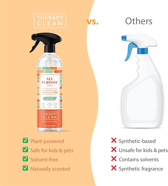 Therapy Clean All Purpose Cleaning Spray - Fresh Herbs & Melon 24 fl. oz - 100% Natural Scent, Kitchen Surface Counter, Surface Cleaner, Non Toxic All Purpose Cleaner Spray