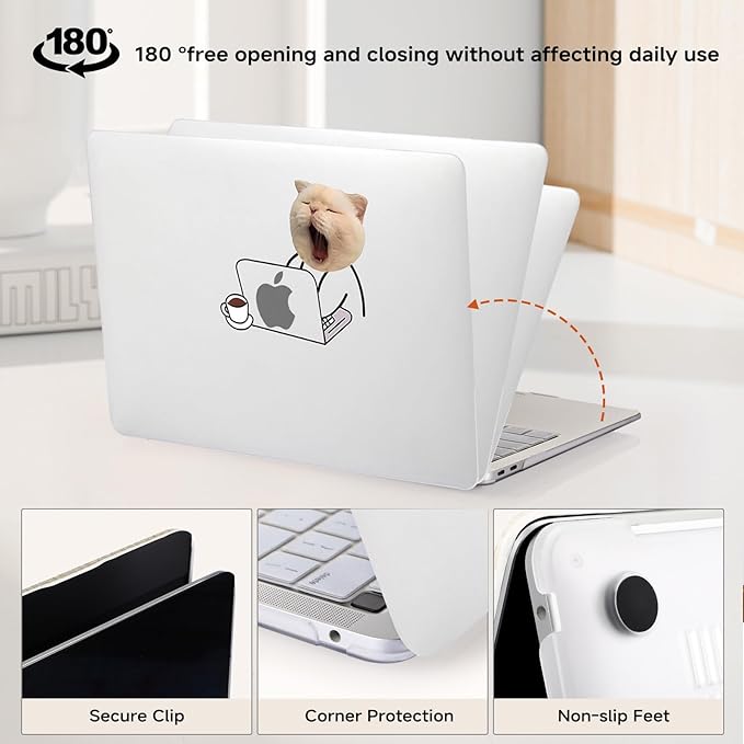 Compatible with MacBook Air 13.6 inch Case 2022-2025 M4 A3240 M3 A3113 M2 A2681,for Mac Air13 M4 Slim Sturdy Pattern Plastic Hard Shell&Keyboard Cover for MacBook Air 13.6 Print Cases,Cute Cat