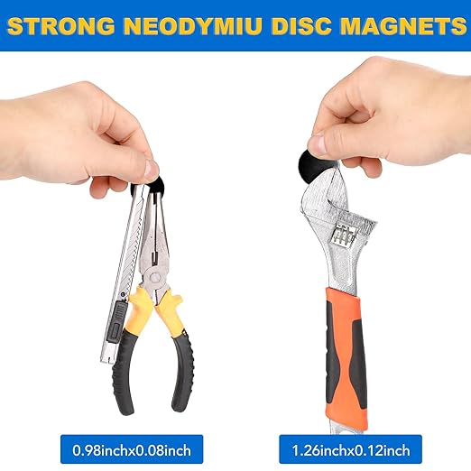 LOVIMAG Neodymium Disc Magnets - 20 Pack Small Strong Heavy Duty, Black Adhesive Magnets for Fridge, Craft, Whiteboard, Office, Scientific & DIY - 0.98 in x 0.08 in