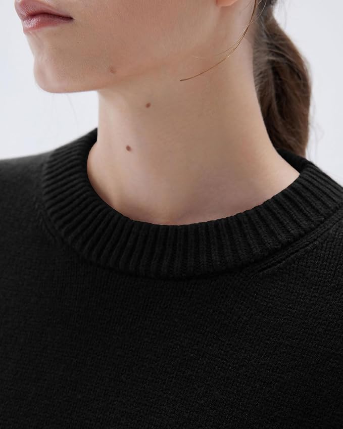 SUUKSESS Women Cashmere Oversized Long Sleeve Pullover Sweater Crew Neck Jumpers