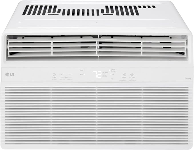 LG LW8024RSM, White 8,000 Smart Air Conditioner with Dehumidifier, 115V, Medium Rooms up to 350 Sq. Ft, Window Unit AC with Remote Control, 3 Speeds, Auto-Restart, 24-Hour Timer, 8000 BTU