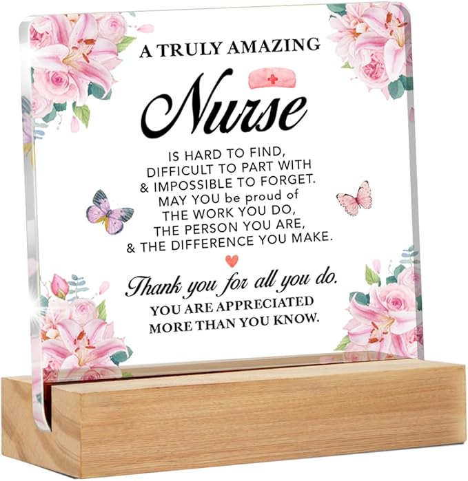Nurse Appreciation Gifts for Women, Thank You Gifts for Nurse Retirement Leaving Retirement Clear Acrylic Sign for Home Office, 4 x 4 Inches