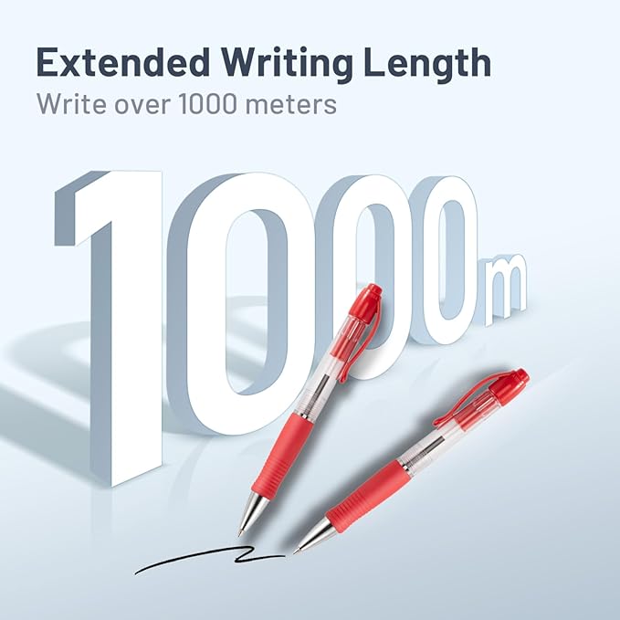 BallPoint Pens Bulk, 100 Pack (Red Ink), No Bleed Red Ink with soft Grip, Click Pens for Office Home and School, Retractable Ballpoint Pens, Medium Point, 1.00MM Smooth Writing (Red)
