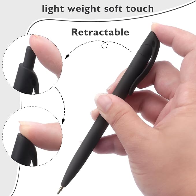 Bribobo 8 Pack Ballpoint Pens Retractable No Bleed Black Click Pens, Medium Point, Smooth Ink, 1.0 MM Black Ink