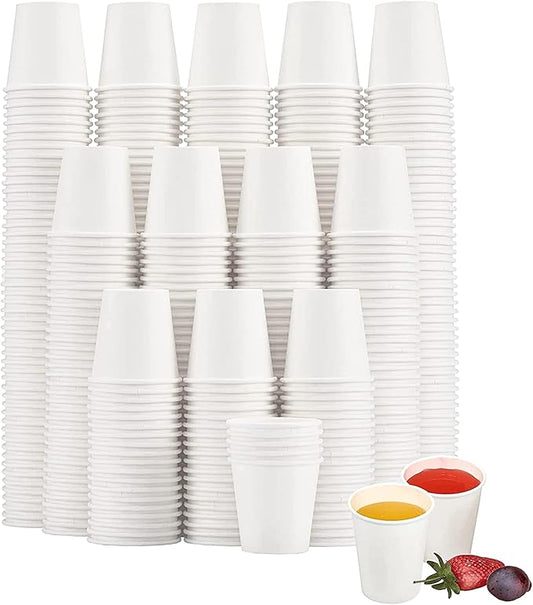 SIUQ 600 Pack 3 oz Paper Cups, Disposable Bathroom Cups, Small Mouthwash Cups, White Paper Cups, Hot/Cold Beverage Drinking Cup for Bathroom, Home, Party, Office, Picnic, Travel and Events