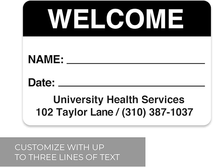 Personalized Black and White Visitor Pass Stickers / 500 Custom Name ID Guest Labels / 2" x 3" Safety School Hospital Business Office Identification Badge Sticker