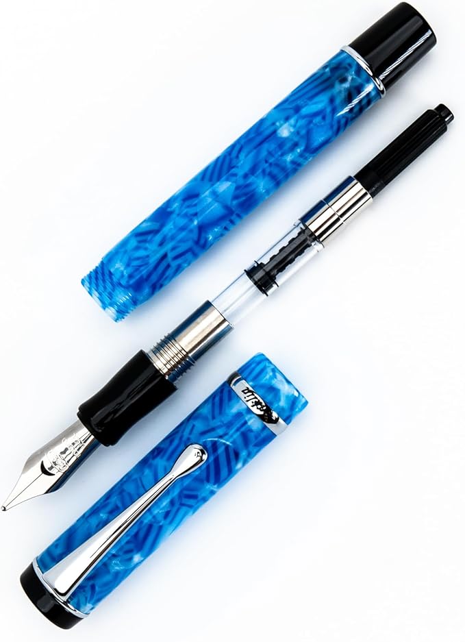 Conklin Duragraph Fountain Pen Ice Blue - Medium Nib, Timeless Writing Instrument with Cool Blue Finish
