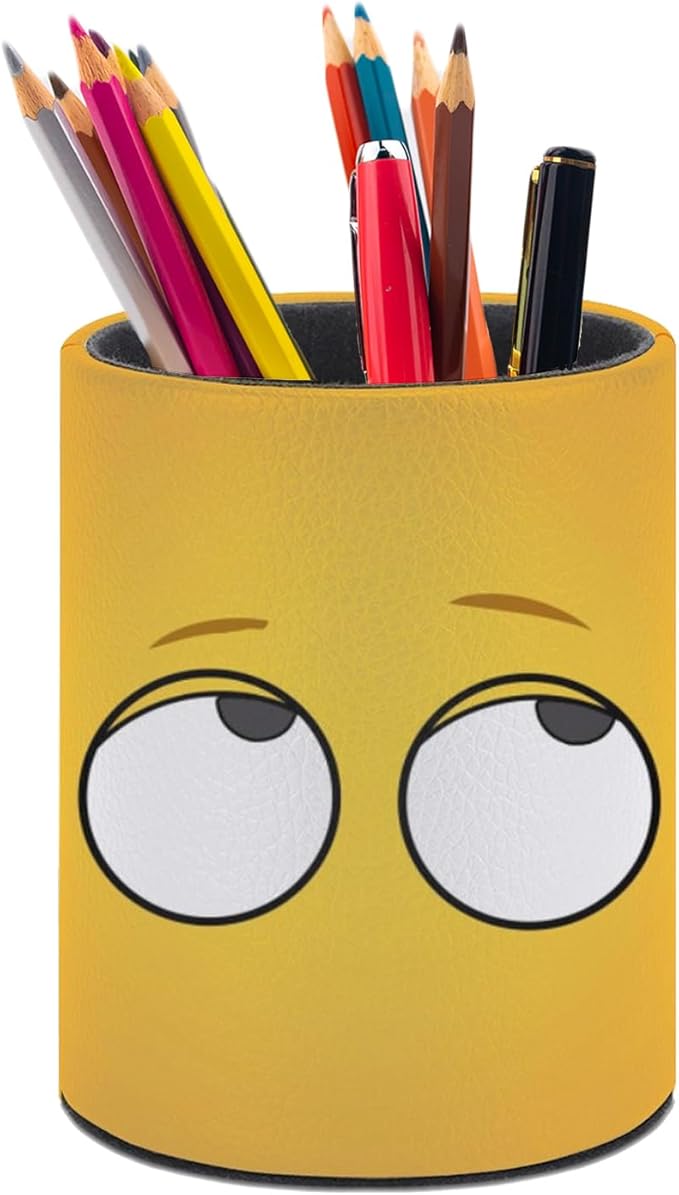 Eye Pen Holder Pencil Organizer Cute Pencil Cup Desk Decor Makeup Brush Holder PU Multifunctional Office Suppliesfor Home Classroom School