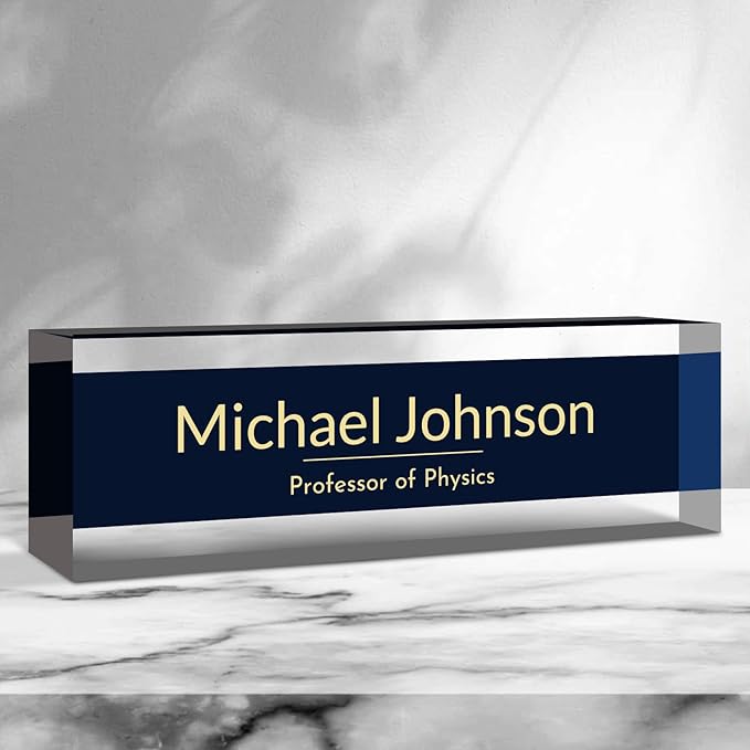 Desk Name Plate Personalized, Custom Name Plate for Desk, Acrylic Desktop Accessories, Office Gift & Decor for Women Men, Teacher Nurse Boss Employee Appreciation Gifts