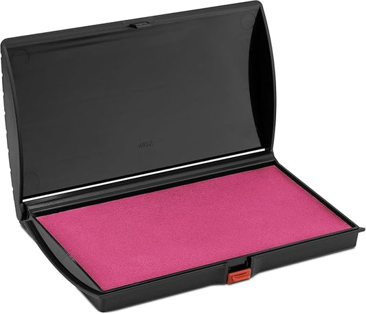 Large Premium Pink Ink Stamp Pad - 3" by 6" - Quality Felt Pad - Case with Closing snap