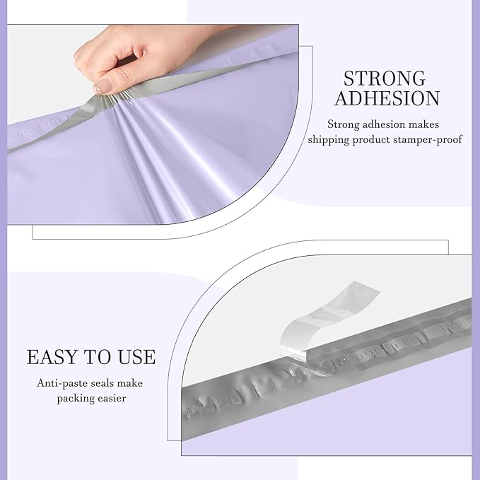Metronic Large Poly Mailers 19x24 100 Pcs, Strong Adhensive Shipping Bags for Clothing, Waterproof Mailers Bags for Small Business, Shipping Envelopes, Tear-resistant Packing Bags in Lilac Purple