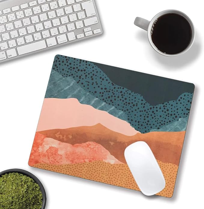 Mouse Pad, Colorful Abstract Mountain Mouse Pads, Square Washable Cloth Personalized Mouse Mat with Design, Gaming Office Home Non-Slip Rubber Base Computer Mousepad