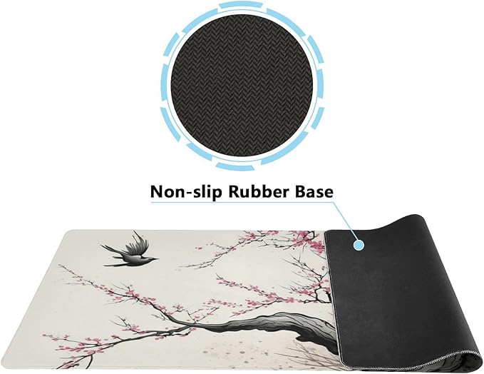 Japanese Cherry Blossom Style XXL Mouse Pad - Non-Slip Mouse Protector for Gaming, Office and Home - Large 31.5 x 11.8 Inch Gaming Pad for Mouse and Keyboard