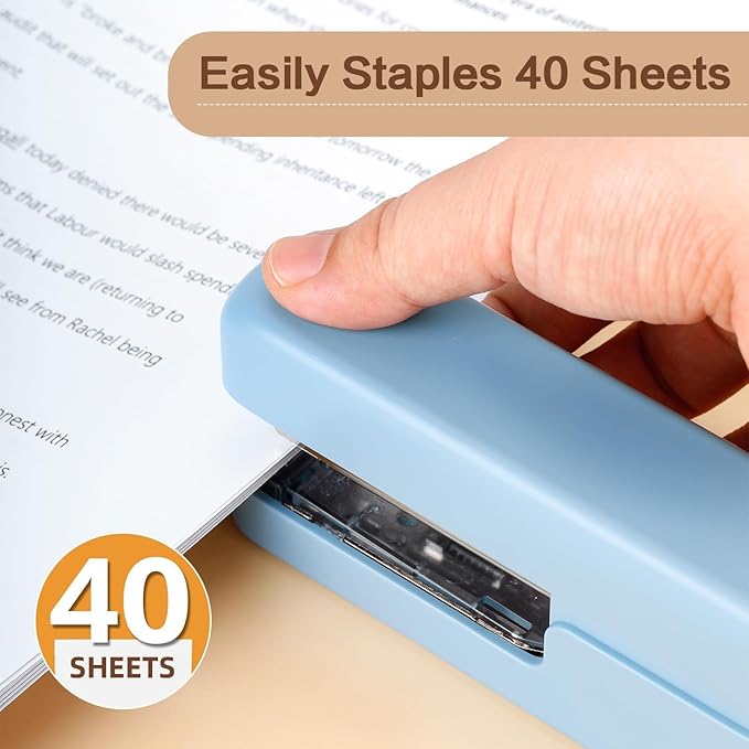 deli Stapler, Desktop Staplers with Integrated Staple Remover, 45 Sheet Capacity Office Stapler, 2 Pack, Blue