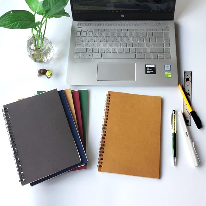 Spiral Journal, 3Pack Spiral Notebooks, Thick Blank Paper 120 Pages Sketchbook, Notepad&Daily Planners (Khaki)