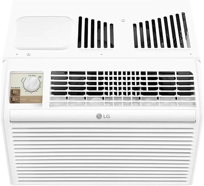 LG 5,000 BTU Window Air Conditioner, 115V, AC Window Unit Cools 150 Sq.Ft. (10' x 15' Room Size), Perfect for Bedrooms, Quiet AC with 2 Cooling & Fan Speeds, 2-Way Air Deflection, and Washable Filter