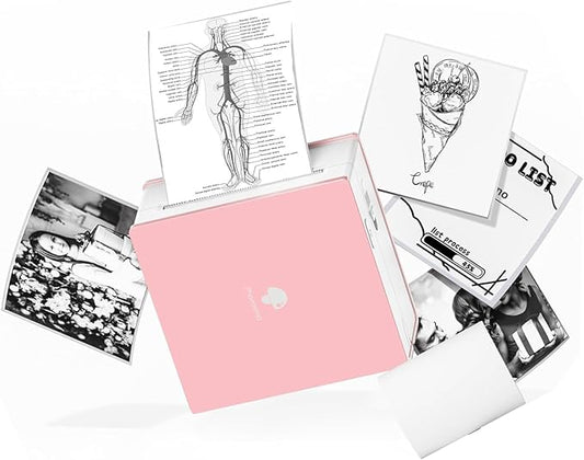 Phomemo Mini Sticker Printer- Mini Printer Sticker Maker Machine M02, Print Pods Suitable for Creative DIY, Diaries, Photos, Study Notes, Portable Thermal Inkless Label Maker for Home/Travel, Pink