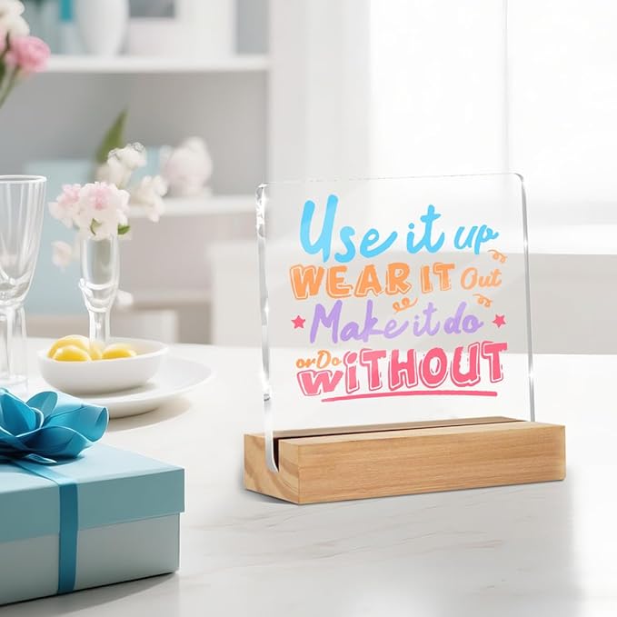 Funny Office Sign Decor, Encouragement Acrylic Sign With Wooden Stand Decorative for Farmhouse Home Tabletop Cubicle Shelf Desk Accessories Decor Inspirational Motivational Gifts