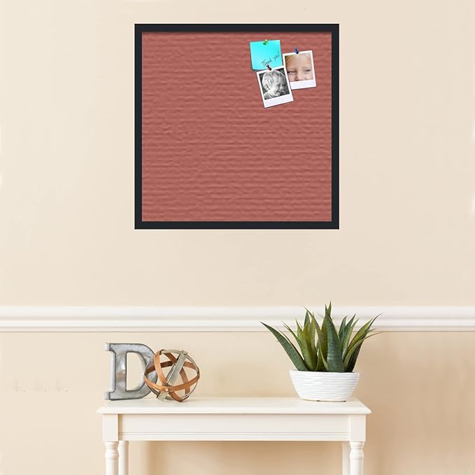 PinPix 24x24 Inch Cork Bulletin Board. This Decorative Framed Pin Board Comes with Crimson Pastel Design and a Satin Black Frame. Ideal for Home Office Decor or Message Board (PinPix-1807)