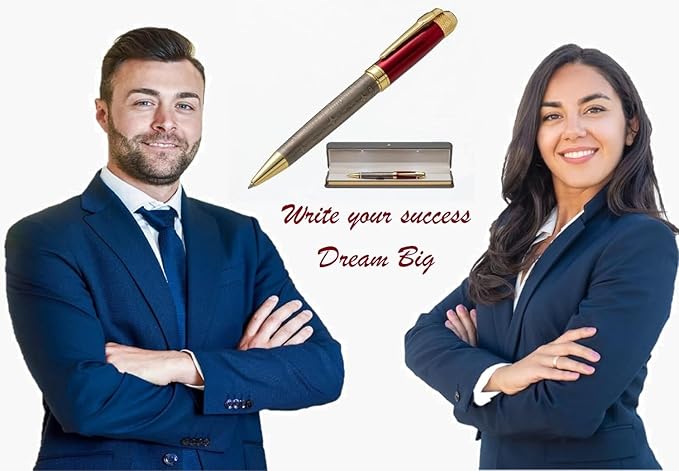 S&R Somit Fancy Pen For Men and Women With Gift Box - Valuable Luxury Pen for Business and Office, Executive Gift for Family & Friends - Special Engraving & Led Decorative Box (RED GOLD)
