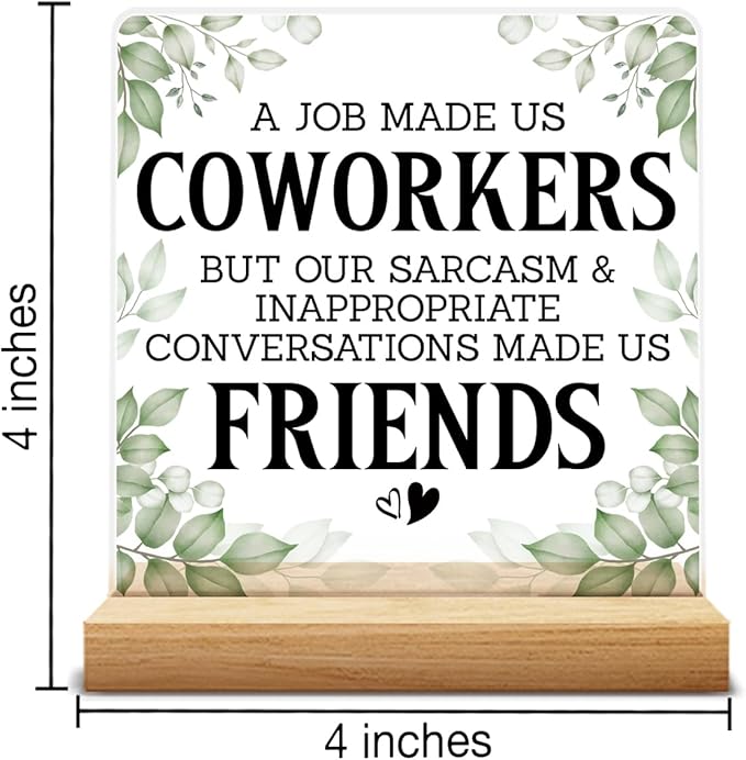 Friendship Gifts for Coworkers Work Friends, Work Besties Gifts for Women, a Job Made Us Coworkers Acrylic Desk Sign Decor