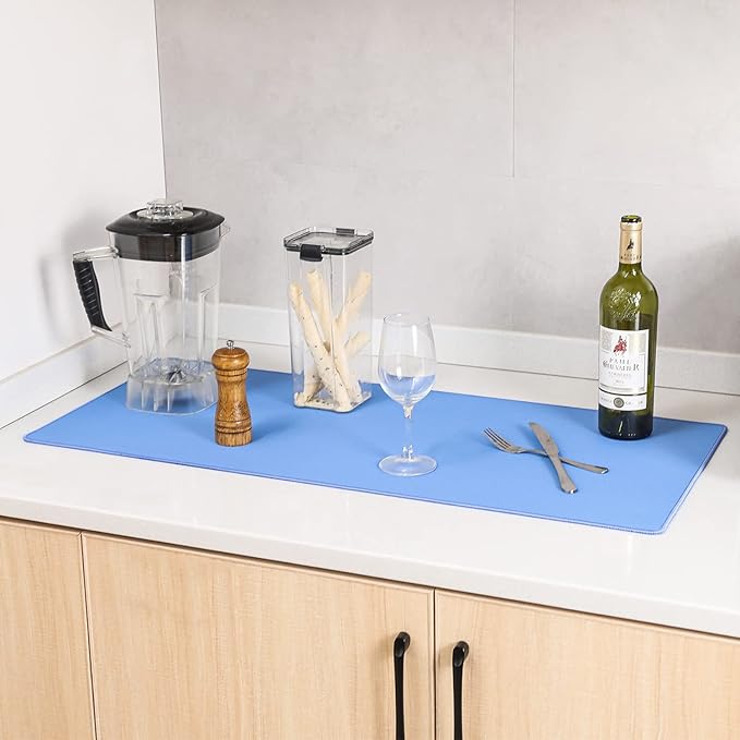 ALOANES Waterproof Mouse Pad, XL Gaming Keyboard Pad with Anti-Slip Base, Grain Jacquard Surface, Extend Desk pad for Gamer, Office & Home, Blue Mousepad 31.5''x 11.8''x 0.12''