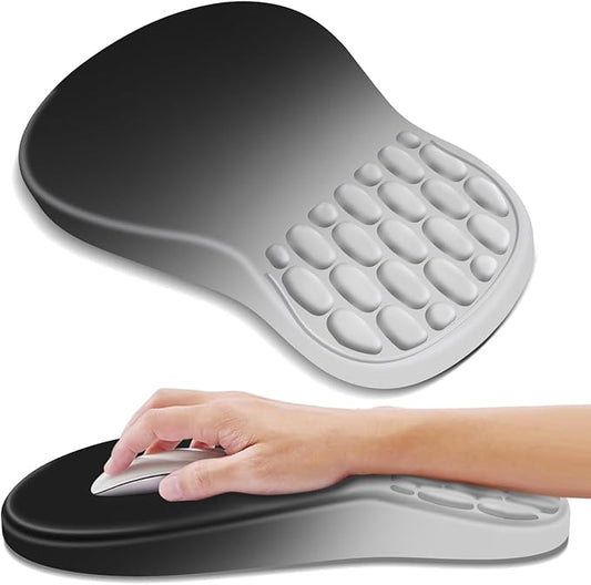 YIWEI Ergonomic Mouse Pad with Wrist Rest Support, Mousepad with Comfortable Memory Foam Wrist Rest and Non-Slip PU Base for Pain Relief, Computer, Laptop, Office, Home (Gradient Black)