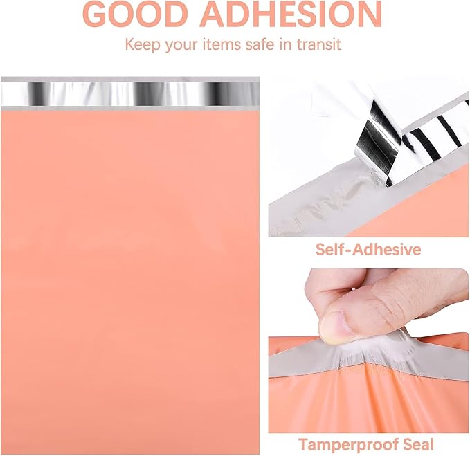 Metronic Poly Mailers 14.5x19 1000 Pcs, Medium Size Shipping Bags for Clothes, Large Poly Mailer Bags Bulk, Shipping Envelopes, Mailing Bags for Small Business, Strong Adhensive Poly Bags, Peach Pink