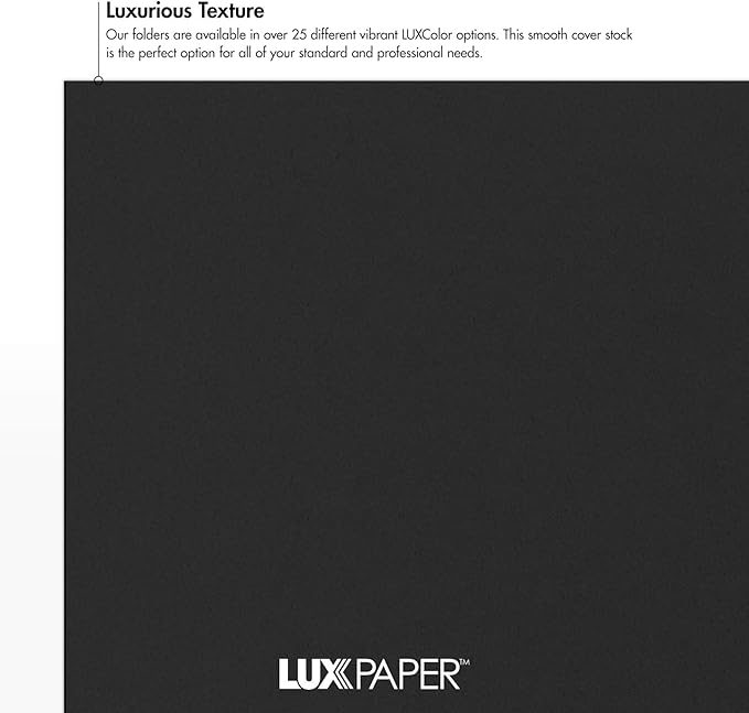 LUXPaper 9" x 12" Presentation Folders | Two Pocket | Midnight Black | 100lb. Cover | 10 Qty