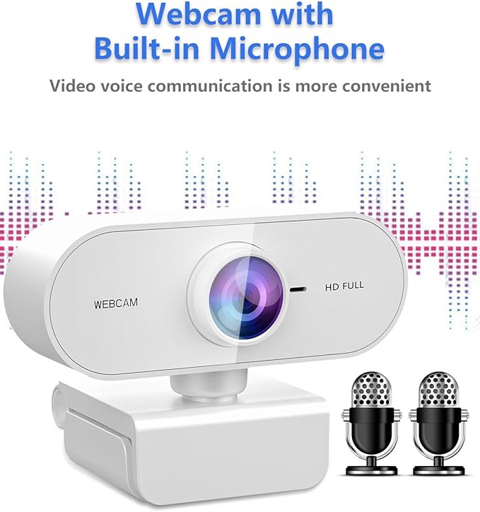 Webcam 1080P HD Webcam for PC,Web cam with Microphone,Stand for PC/MAC/Laptop/Desktop,Wide Angle Web Cameras for YouTube,Skype,Zoom,Xbox One,Video Calling