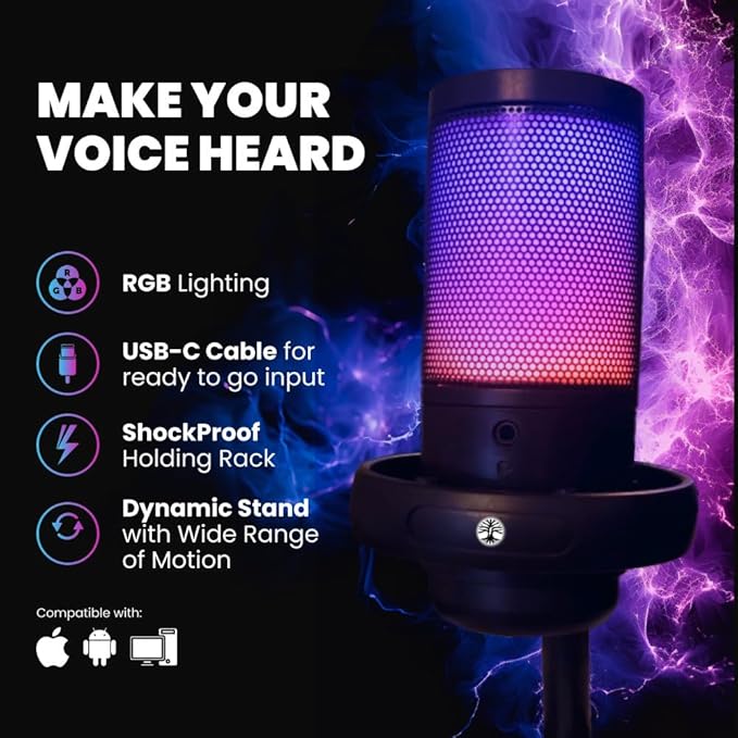 Live Streaming Kit- Perfect for Streaming Video Games on Twitch, YouTube, Podcasts and Working from Home. includes 1920x1080p Webcam, Professional USB Microphone, and One LED Multi-Color Light