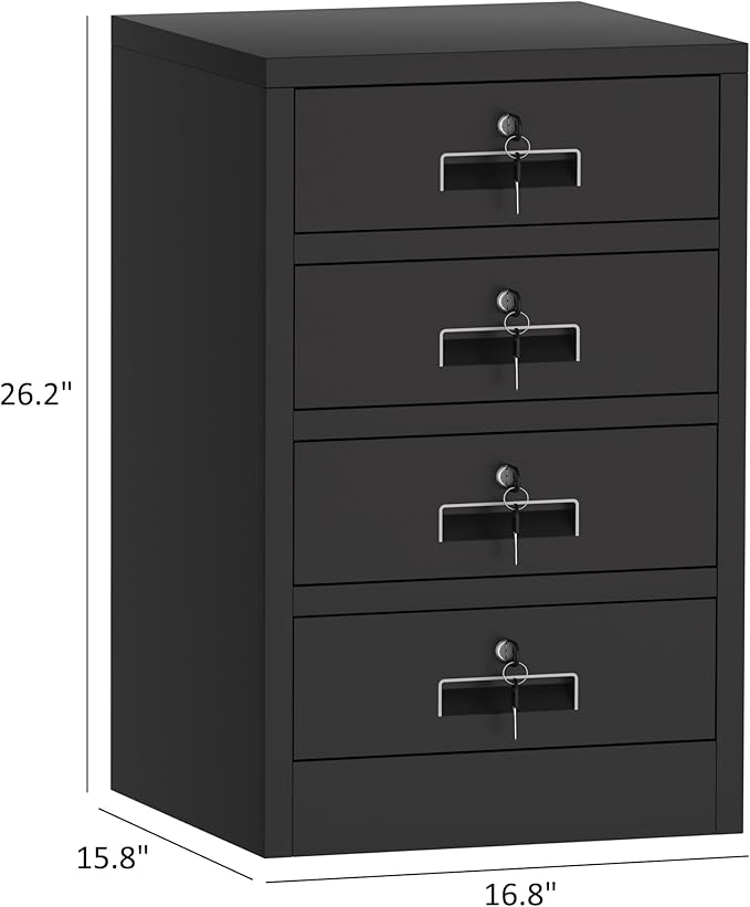 Metal Storage Cabinet with Lockable Drawers for Home Office Bedroom Living Room Organization(Black)