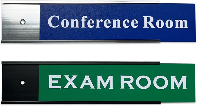 Personalized Desk Name Plates and Door Signs - Custom Office Desk or Door Name Plates with Aluminum Holder with Two Lines of Laser Engraved Text, 2X 10 inches Laser Engraved Sign - Customize