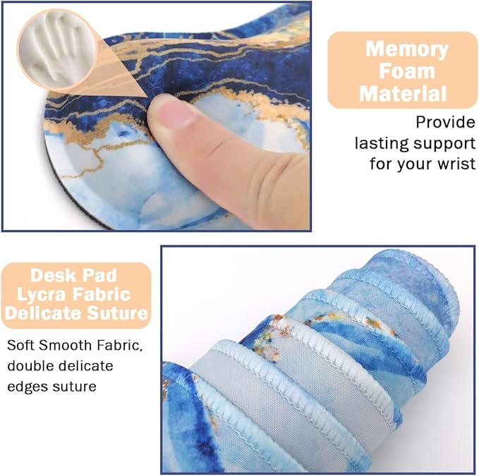 Ergonomic Large Mouse Pad and Keyboard Wrist Rest, Desk Pad for Keyboard and Mouse, 4-in-1 Large Gaming Mouse Pad with Wrist Support - Light Blue