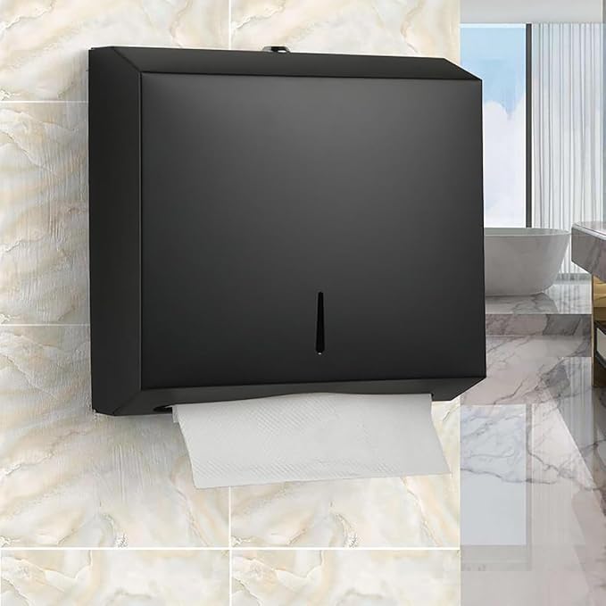 Comercial Paper Towel Dispenser Wall Mount, Stainless Steel Hand Towel Dispenser with Lock, Trifold/C Fold Paper Towel Holder for Bathroom Kitchen Office Public Places, Large Capacity Tissue Holder