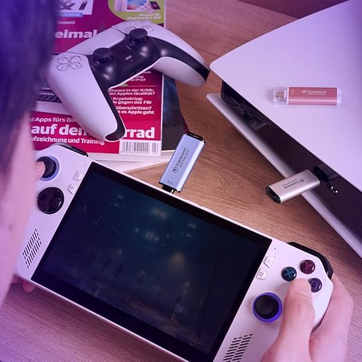 Transcend 2TB External SSD, USB 3.2 Gen2, Up to 1,050MB/s, Portable SSD with Type C, for Steam Deck, ROG Ally, MSI Claw, Windows & Mac, iPhone, iPad, Android, PS5, Xbox, Smart TV, Sky Blue