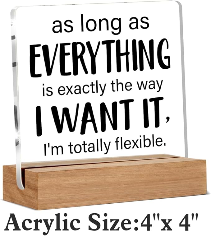 Funny Office Gift Humor Gifts for Coworker Colleague Leader Boss Office Clear Desk Decorative Sign Acrylic Sign With Wooden Stand for Desk Table Shelf