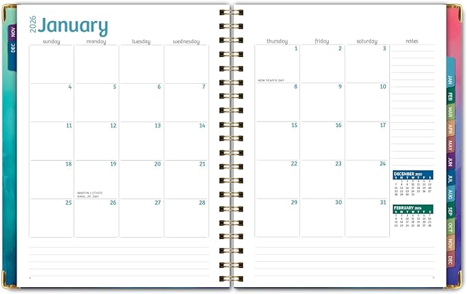 HARDCOVER 2026 Planner, 8.5"x11": 14 Months (November 2025 - December 2026), Daily Weekly Monthly Planner, Yearly Agenda, Bookmark, Pocket Folder and Sticky Note Set (Orchid)