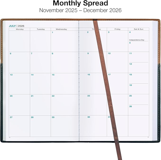 2026 Planner Calendar, 5"x8" : Includes 14 Months (November 2025 - December 2026) / 2026 Weekly Planner/Weekly Agenda/Monthly Calendar Organizer (Brown/Black)