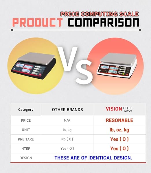 VisionTechShop TVP-60P Price Computing Scale with Pole Display, Lb/Oz/Kg, 60lb Capacity, 0.01lb Readability, NTEP Legal for Trade COC #19-038, NSF Certified