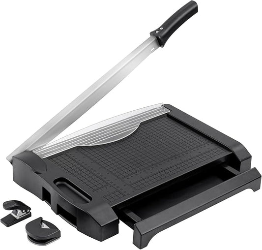 TIANSE Paper Cutter 3 in 1 Paper Trimmer Guillotine with Safety Blade Lock 5 to 10 Sheet Capacity Paper Cutting Board for Home Office School