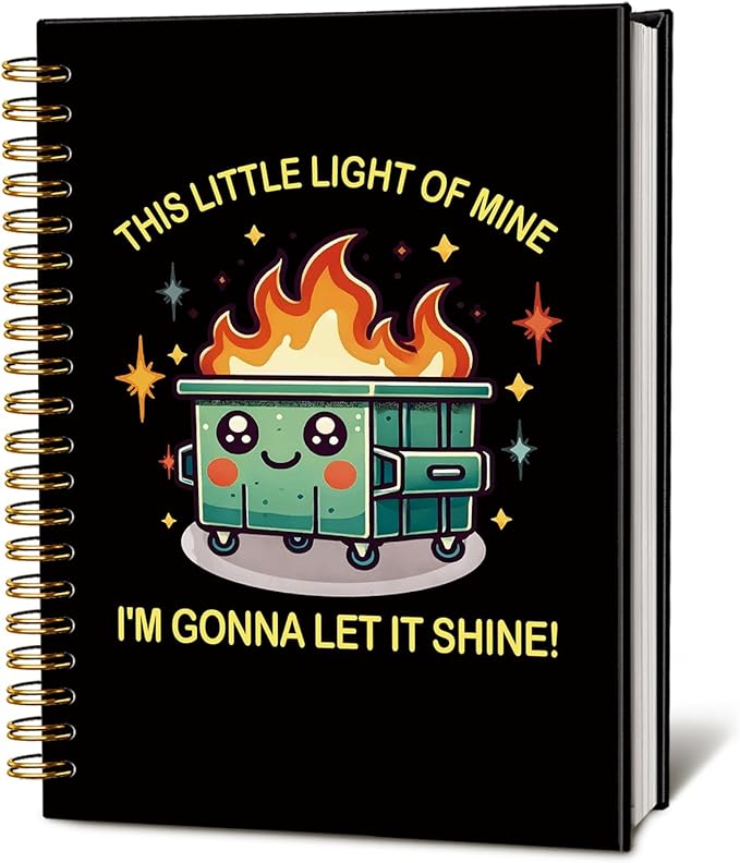 Dumpster Fire Gifts, Funny Dumpster Fire Notebook Journalfor Women & Men, 160 Pages, Black Hardcover Notebook for Work & Note Taking, Funny Gifts for Coworkers & Friends 5.5x8.3 Inch