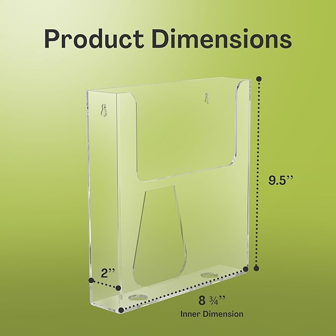 Acrylic Brochure Holder for Wall Mounting, Clear Display for 8.5" x 11" Flyers, Literature Holder for Magazines, Pamphlets, Menus, Includes Screws & Plastic Anchors – Pack of 8
