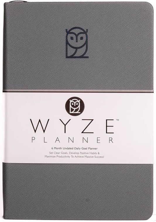 Undated Daily Planner – 6-Month A5 Productivity Organizer with Full Page Per Day, Hourly Schedule, Goal Setting, Habit Tracker, Weekly & Monthly Pages – Hardcover Time Management Notebook (Gray)