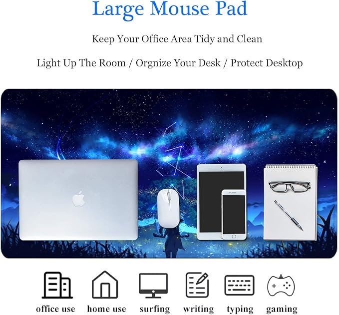 RTGGSEL 31.5x11.8 Inch Non-Slip Long Extended Large Gaming Mouse Pad with Stitched Edges XL Laptops Keyboard Mouse Mat(Starry Sky)