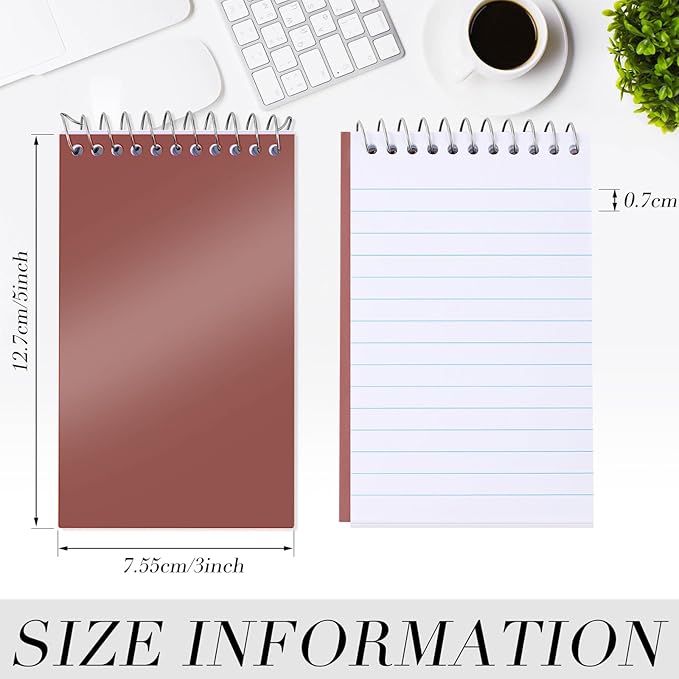 Leinuosen 100 Pcs Spiral Memo Pads 3x5 Inch 75 Sheets College Ruled Small Pocket Notebooks Little Mini Notepads Bulk Top Bound Lined Note Pads for Home School Office Travel Work (Vivid Color)