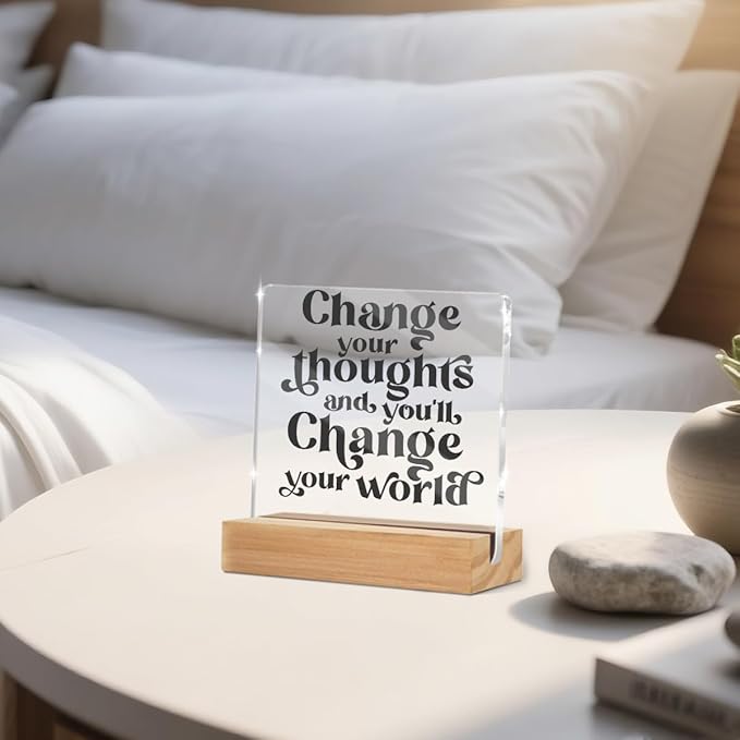 Inspirational Quotes Desk Decor, Thank You Gifts for Women Men Friends, Inspirational Gifts for Coworker Motivational Quote Clear Sign Home Office Table Shelf Desk Decor Christmas Birthday Gift